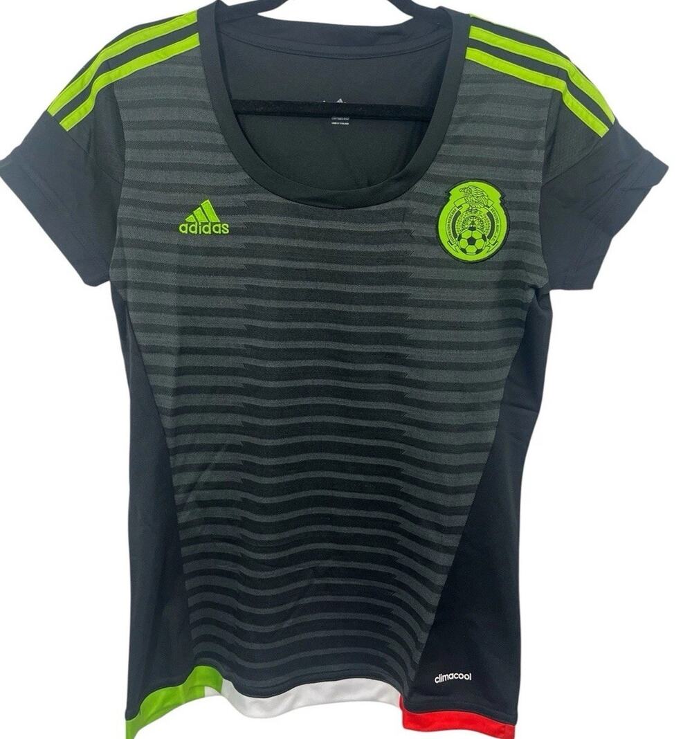 Adidas Mexico Soccer Jersey Black Womens Large Black Green Futbol Mexicana NWT